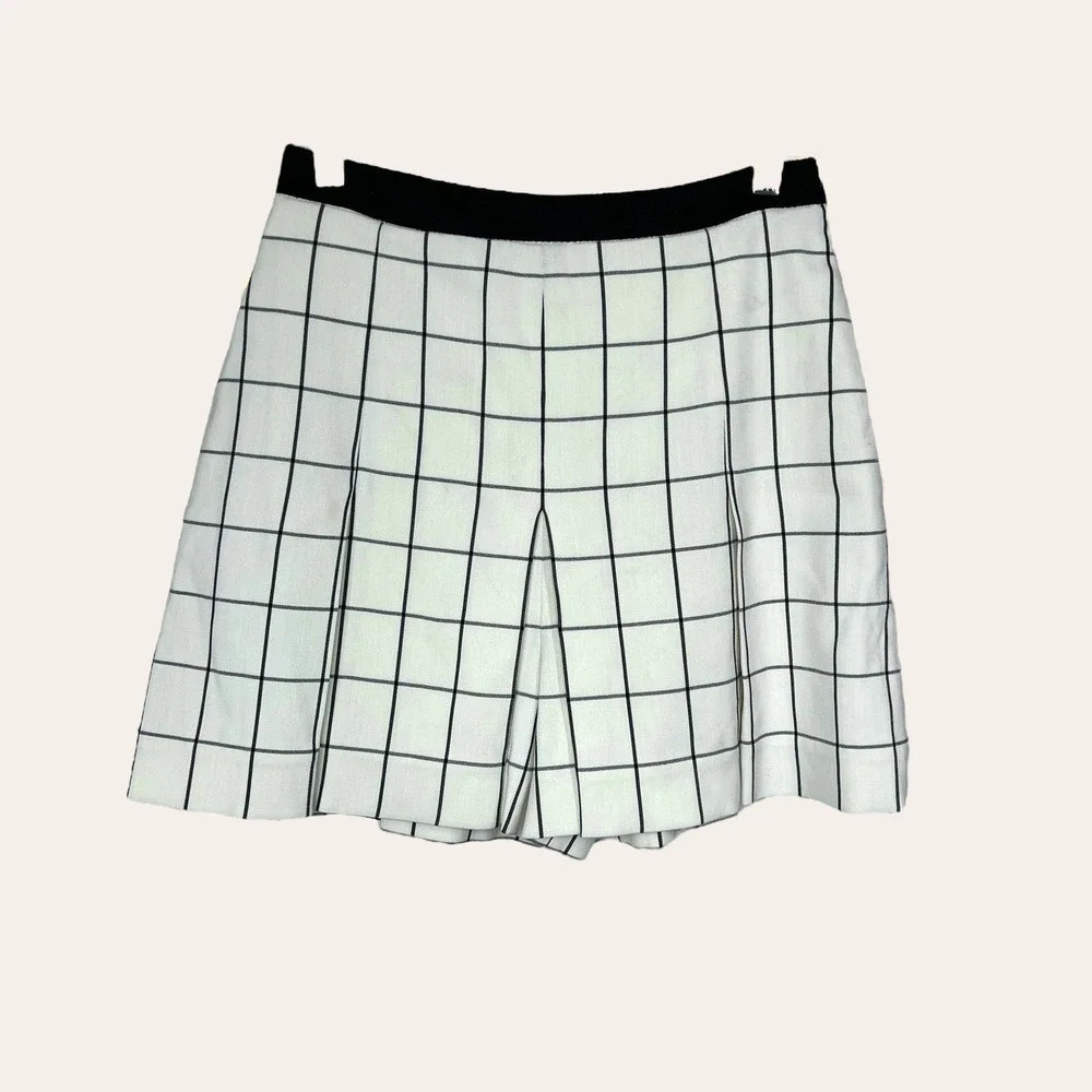 Proenza Schouler Ivory Windowpane Check Skort Skirted Shorts Size 4